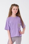 Kız Çocuk Cepli Baskılı T-Shirt Hn45