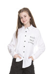 Kız Çocuk Arkası Baskılı Okul Tarz Gömlek 8-14 Yaş A1128