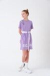 Kız Çocuk Kemerli Baskılı Elbise T2019