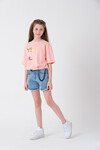 Kız Çocuk Beli Ayarlanabilir Crop T-Shirt 8-14 YaşT2068