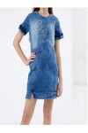 Mavi Denim Kız Çocuk Taş Baskılı Kot Jean Elbise El1