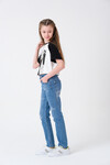 Mavi Kız Çocuk  Baskılı Kot Jean Pantolon 9-13 Yaş T1801