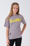 Sarı Kız Çocuk Basketbol Baskılı T-shirt Hn46