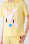 Kız Çocuk Kapüşonlu Baskılı T-Shirt Hn43