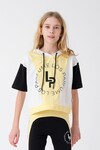 Kız Çocuk Garnili Kapüşonlu Yazlık T-Shirt Hn115