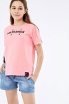 Kız Çocuk File Belli Zincir Detaylı T-Shirt