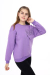Kız Çocuk Baskılı 3 İplik Cep Detaylı Sweatshirt 7-13 Yaş Lx281