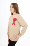 Kız Çocuk Kalpli A Baskılı 3 İplik Sweatshirt 7-13 Yaş Lx270