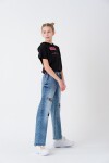 Mavi Kız Çocuk Beli Lastikli Jean Kot Pantolon