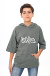 Erkek Çocuk Kapüşonlu Kanguru Cepli T-Shirt 9-14 Yaş Lx7072