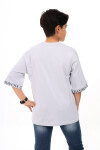 Erkek Çocuk Kol Uçları Yazı Baskılı T-Shirt 9-14 Yaş Lx7060