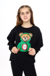Kız Çocuk Ayıcık Baskılı Sweatshirt  7-13 Yaş Lx282