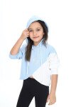 Kız Çocuk Crop Sweatshirt-Kapüşonlu-Garnili 6-13 Yaş 9332