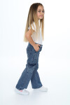 Kız Çocuk Kargo Cepli Jean Pantolon 4-12 Yaş Zu215