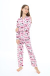 Kız Çocuk Kedi Baskılı Pijama Takımı 7-16 Yaş 0150