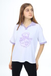 Kız Çocuk Polo Yaka Garnili T-Shirt 9-14 Yaş Lx018