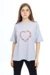 Kız Çocuk Tasarım Kalp Desenli T-Shirt 9-14 Yaş Lx036