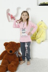 Kız Çocuk Tavşan Baskılı Bloklu Pijama Takımı 4-11 Yaş LX6032