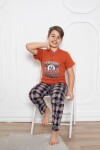 Erkek Çocuk 2 Düğmeli Bloklu Pijama Takımı 3-11 Yaş 5077-78