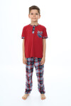 Erkek Çocuk Araba Baskılı Bloklu Pijama Takımı 3-11 Yaş 156-57