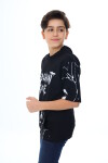 Erkek Çocuk Kapüşonlu Kargo Cepli Baskılı T-Shirt 9-15 Yaş Lx7091