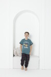 Erkek Çocuk Yazı Baskılı Bloklu Pijama Takımı 3-11 Yaş 5073-74