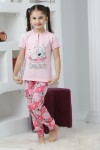 Kız Çocuk Ayıcık Baskılı - 2 Düğmeli Pijama Takımı 7-11 Yaş 6065