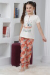 Kız Çocuk Ayıcık Baskılı - 2 Düğmeli Pijama Takımı 7-11 Yaş 6065