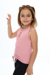Kız Çocuk Büzgü Detaylı-Panelli Badi Bluz 6-13 Yaş 9298-1