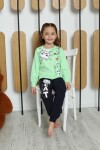 Kız Çocuk Kedi Baskılı Pijama Takımı 3-11 Yaş 6053-54