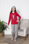 Kız Çocuk Uyku Bantlı Pandalı Pijama Takımı  11-15 Yaş 6093