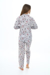 Kız Çocuk Papyonlu Kedi Baskılı Pijama Takımı 7-16 Yaş 0155