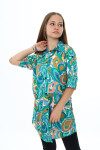 Kız Çocuk Yaz Renkleri Desenli-Tunik Tarz Gömlek 7-15 Yaş 9176