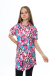 Kız Çocuk Yaz Renkleri Desenli-Tunik Tarz Gömlek 7-15 Yaş 9176