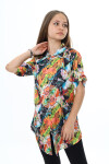 Kız Çocuk Yaz Renkleri Desenli-Tunik Tarz Gömlek 7-15 Yaş 9177