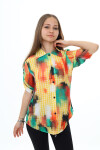 Kız Çocuk Yaz Renkleri Desenli-Tunik Tarz Gömlek 7-15 Yaş 9171