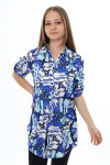 Kız Çocuk Yaz Renkleri Desenli-Tunik Tarz Gömlek 7-15 Yaş 9174
