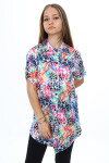 Kız Çocuk Yaz Renkleri Desenli-Tunik Tarz Gömlek 7-15 Yaş 9172