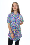 Kız Çocuk Yaz Renkleri Desenli-Tunik Tarz Gömlek 7-15 Yaş 9175