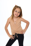 Kız Çocuk Büzgü Detaylı-Panelli Badi Bluz 6-13 Yaş 9298-1