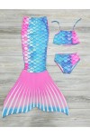 Kız Çocuk Denizkızı Kostümlü Mayo Takımı (Alt+Üst+Kostüm) 3-12 Yaş 017