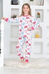 Kız Çocuk Kedi Ve Puantiye Baskılı Pijama Takımı 1-11 Yaş 4924-26