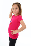 Kız Çocuk Taş Süsleme ve Fiyonk Baskılı T-Shirt 3-13 Yaş Zu112-1