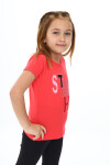 Kız Çocuk Taş Süsleme ve Yazı Baskılı T-Shirt 3-13 Yaş Zu111-1