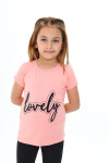Kız Çocuk Taş Süsleme Yazı Baskılı T-Shirt 3-13 Yaş Zu110-1
