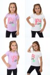 Kız Çocuk Yazı Baskılı 2li T-Shirt 3-13 Yaş Zu108