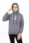 Kız Çocuk Tavşan Baskılı Kapüşonlu Sweatshirt Px872