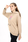 Kız Çocuk Tavşan Baskılı Kapüşonlu Sweatshirt Px872