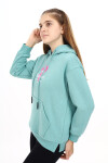 Kız Çocuk Tavşan Baskılı Kapüşonlu Sweatshirt Px872.1