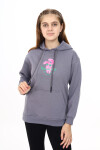 Kız Çocuk Tavşan Baskılı Kapüşonlu Sweatshirt Px872.2